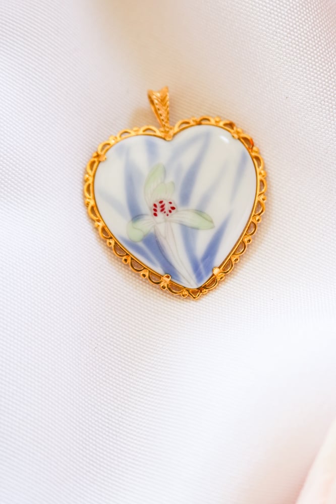 Image of Vintage Fukagawa Porcelain Pendant from Japan with Certificate of Authenticity 