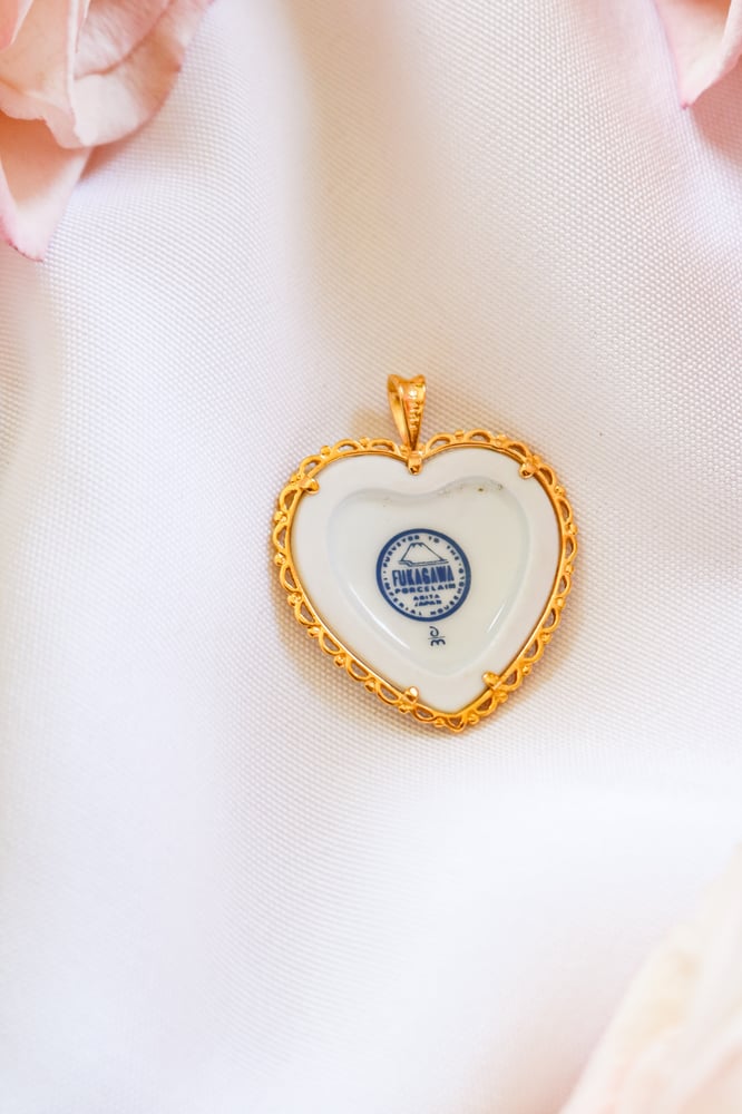 Image of Vintage Fukagawa Porcelain Pendant from Japan with Certificate of Authenticity 