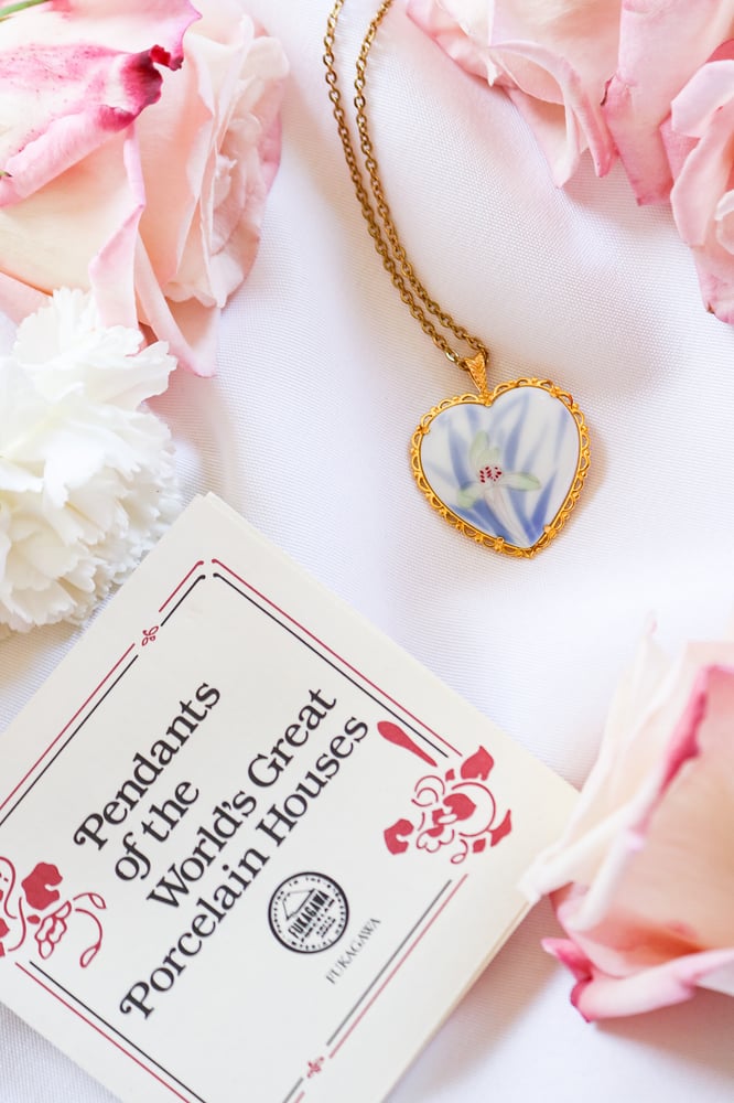 Image of Vintage Fukagawa Porcelain Pendant from Japan with Certificate of Authenticity 