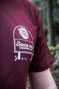 Image 2 of Cheese Roll 2025 T-Shirt - BURGUNDY (Off-White Print) [PLACEHOLDER IMAGE]
