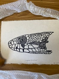 Image 2 of Gopher Snake Lino Cut Print 