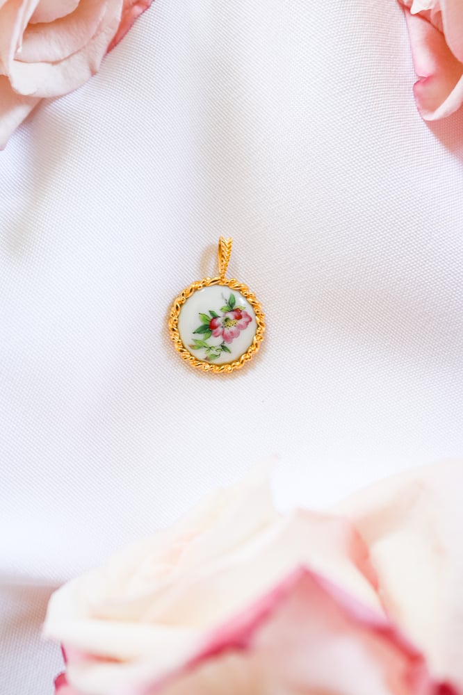 Image of Vintage Haviland Porcelain Pendant from France with Certificate of Authenticity