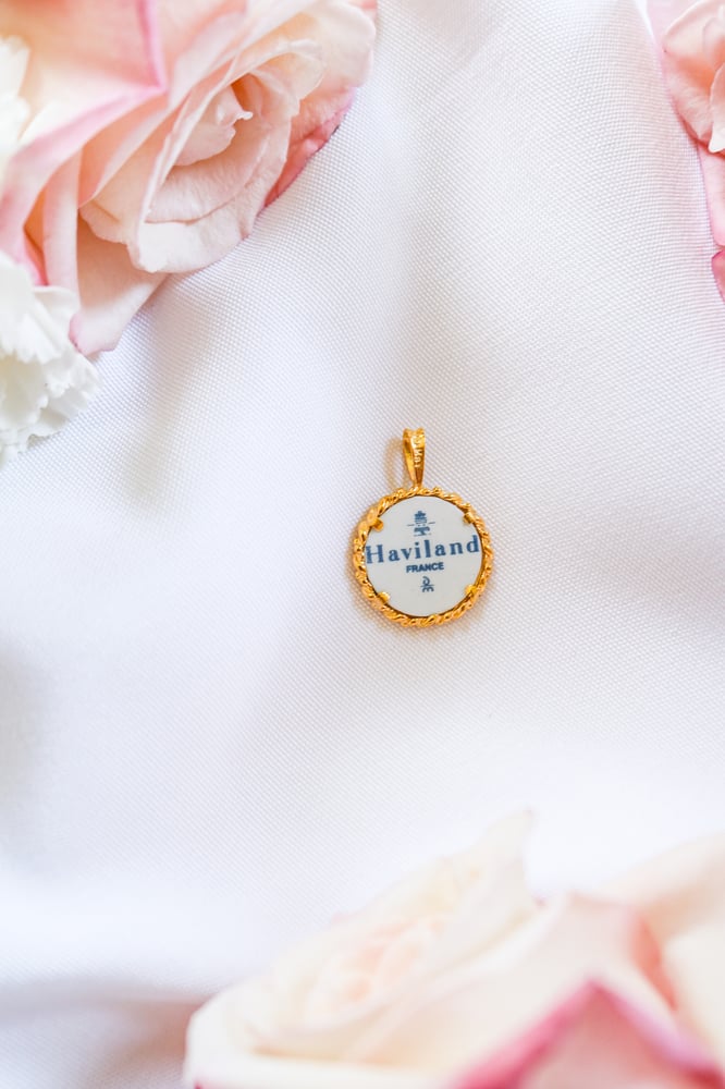 Image of Vintage Haviland Porcelain Pendant from France with Certificate of Authenticity