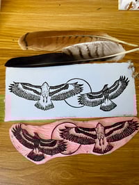 Image 3 of Two Hawks Red Tail Hawk Lino Cut Print 