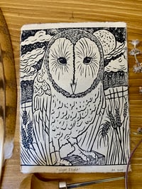 Image 1 of Night Shift Barn Owl Lino Cut Print 