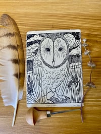 Image 2 of Night Shift Barn Owl Lino Cut Print 