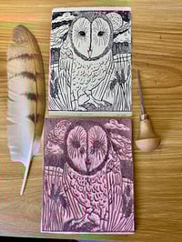 Image 3 of Night Shift Barn Owl Lino Cut Print 