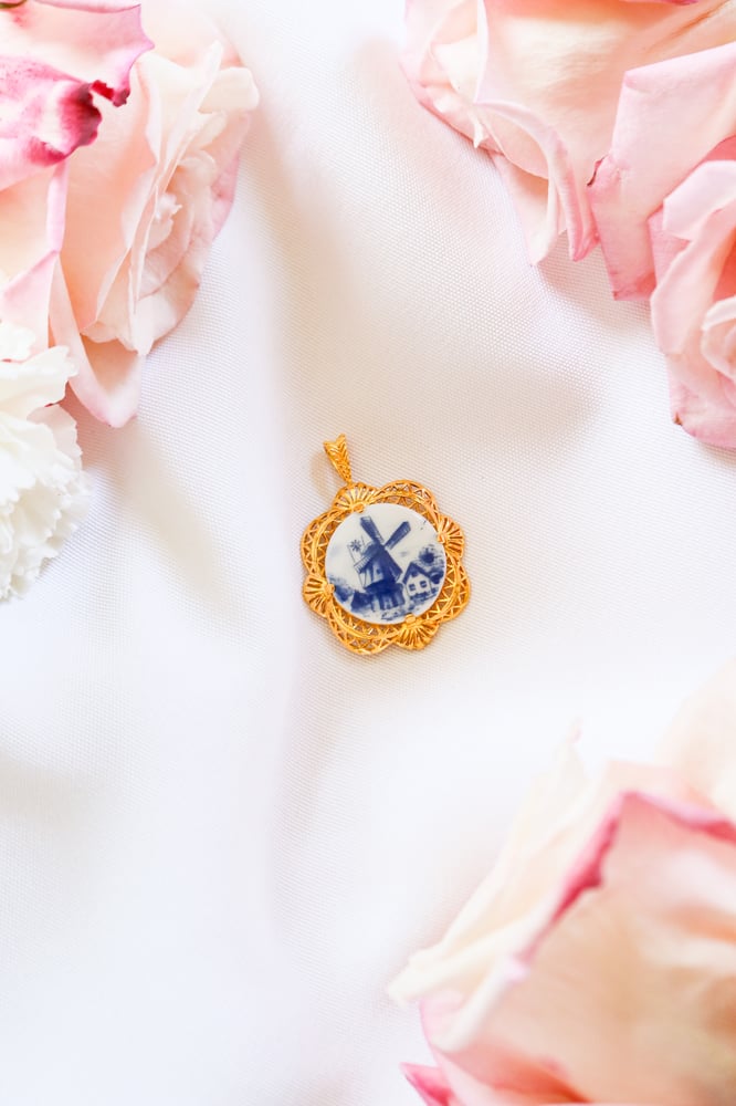 Image of Vintage Bareuther Porcelain Pendant from Germany with Certificate of Authenticity