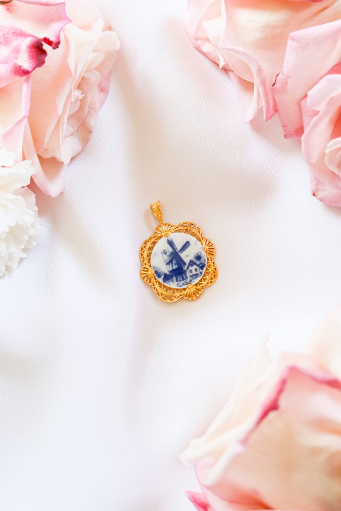 Vintage Bareuther Porcelain Pendant from Germany with Certificate of Authenticity