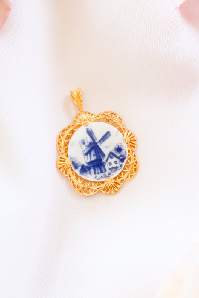 Image of Vintage Bareuther Porcelain Pendant from Germany with Certificate of Authenticity