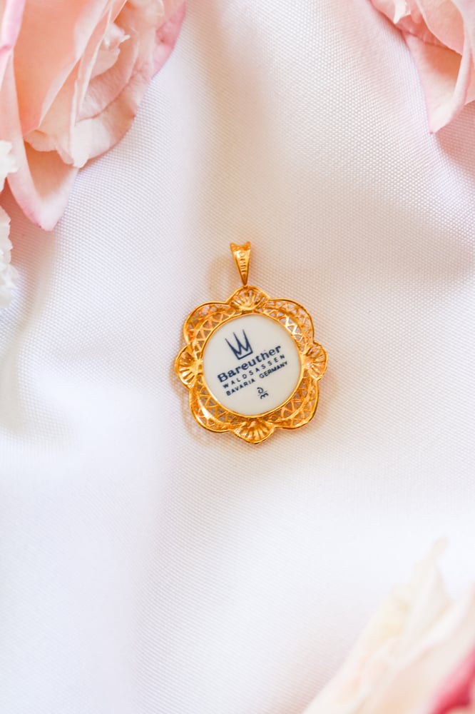 Image of Vintage Bareuther Porcelain Pendant from Germany with Certificate of Authenticity