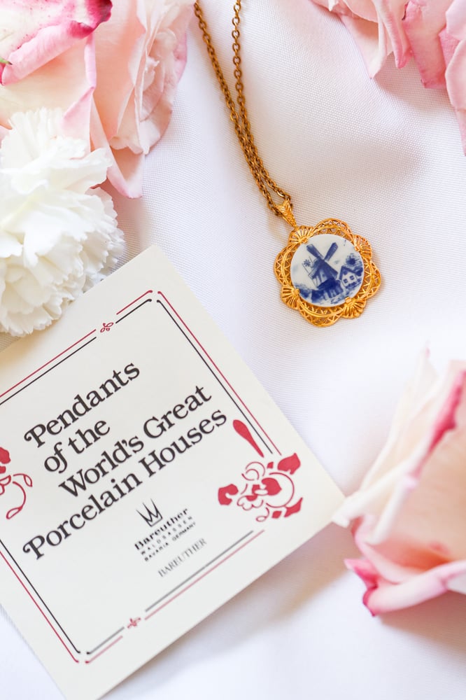 Image of Vintage Bareuther Porcelain Pendant from Germany with Certificate of Authenticity