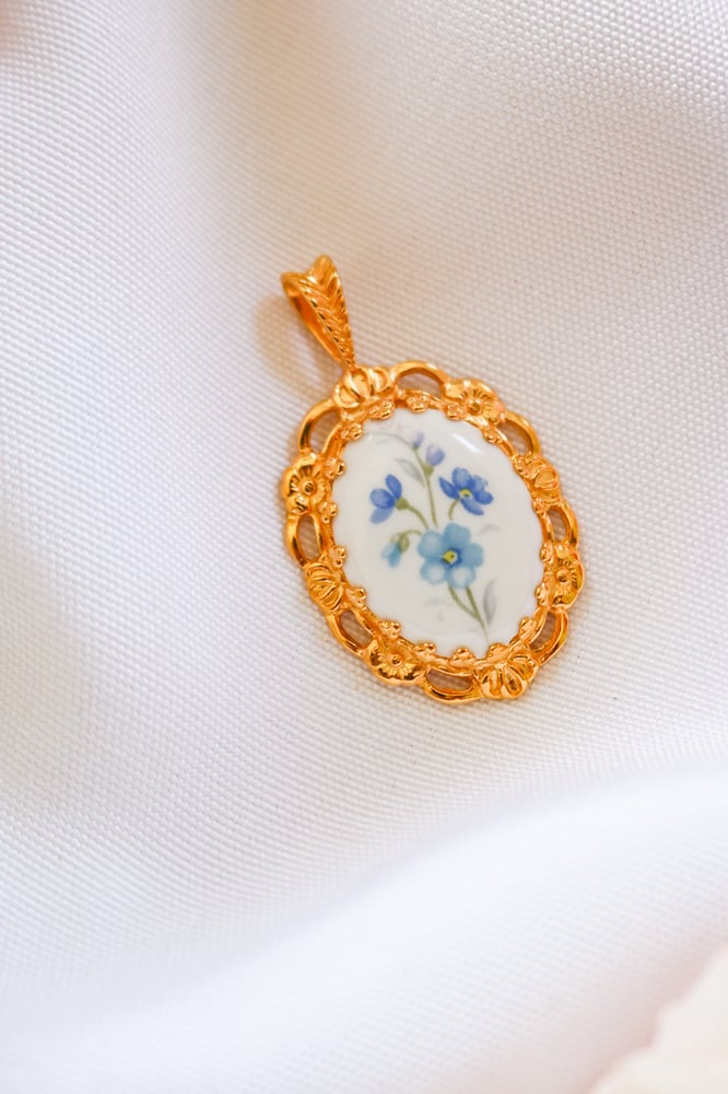 Image of Vintage Royal Adderley Porcelain Pendant from England with Certificate of Authenticity