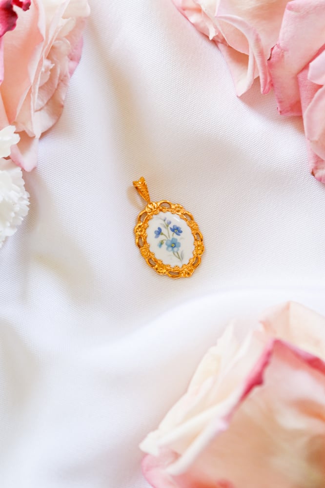 Image of Vintage Royal Adderley Porcelain Pendant from England with Certificate of Authenticity