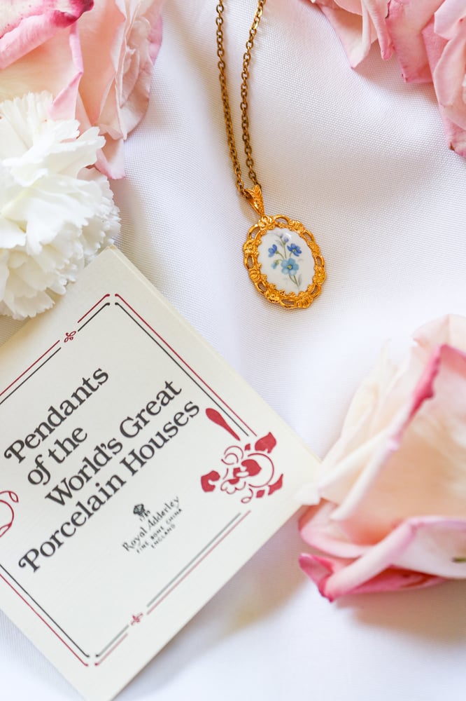 Image of Vintage Royal Adderley Porcelain Pendant from England with Certificate of Authenticity