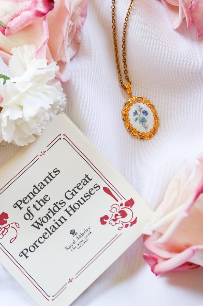 Image of Vintage Royal Adderley Porcelain Pendant from England with Certificate of Authenticity