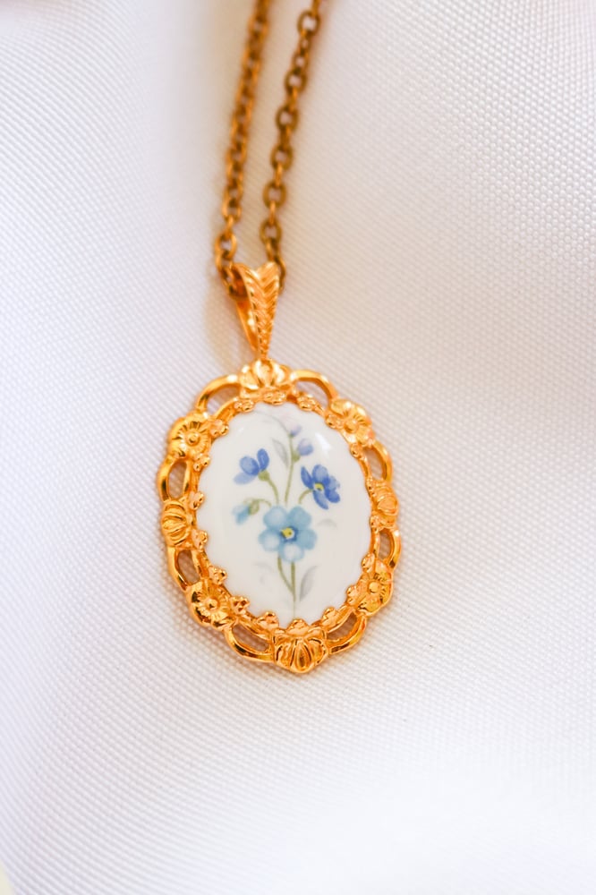 Image of Vintage Royal Adderley Porcelain Pendant from England with Certificate of Authenticity