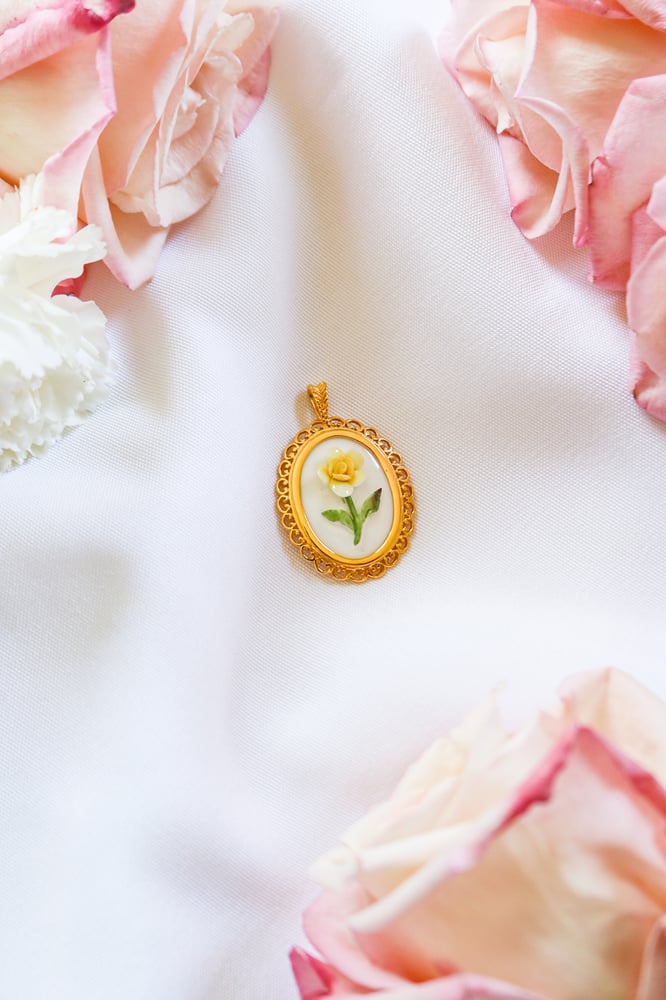 Image of Vintage Coalport Porcelain Pendant from England with Certificate of Authenticity 