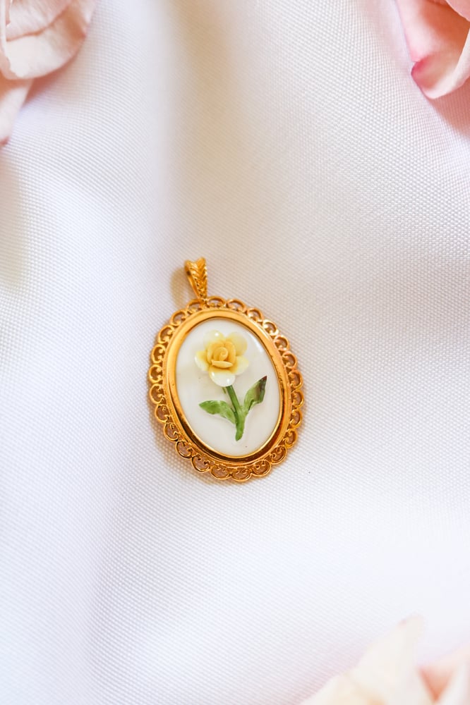 Image of Vintage Coalport Porcelain Pendant from England with Certificate of Authenticity 