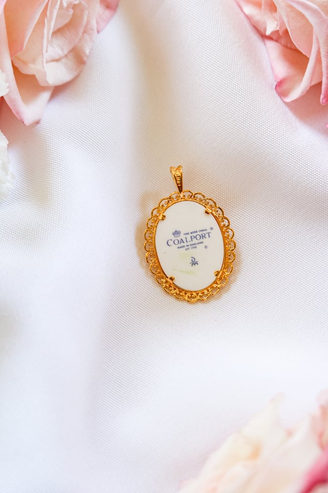Image of Vintage Coalport Porcelain Pendant from England with Certificate of Authenticity 