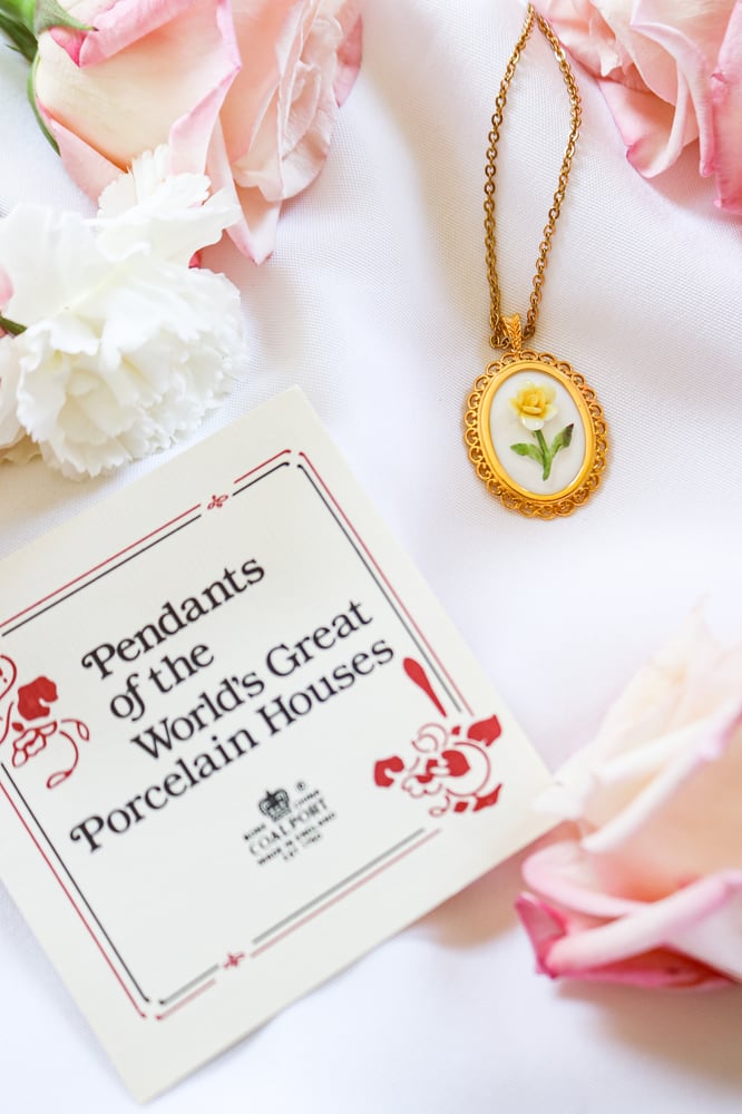 Image of Vintage Coalport Porcelain Pendant from England with Certificate of Authenticity 