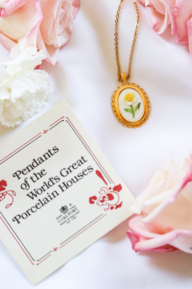 Image of Vintage Coalport Porcelain Pendant from England with Certificate of Authenticity 