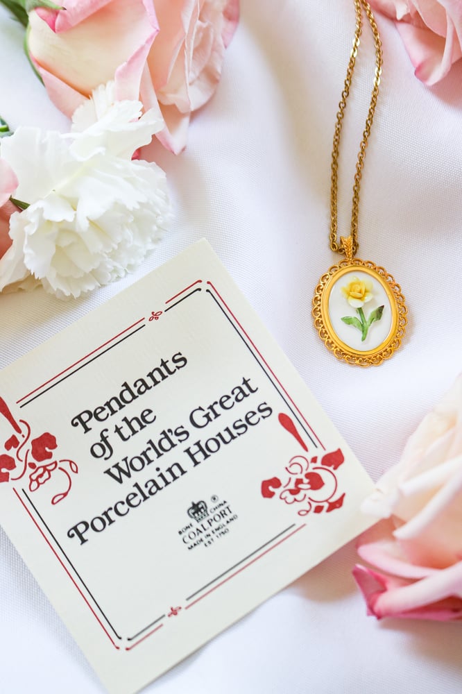 Image of Vintage Coalport Porcelain Pendant from England with Certificate of Authenticity 