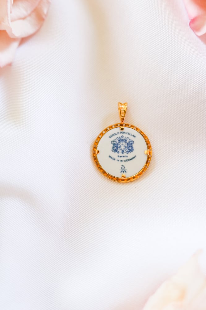 Image of Vintage Gerold Porzellan Porcelain Pendant from Germany with Certificate of Authenticity
