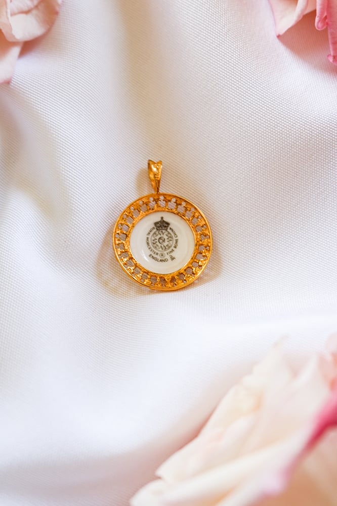 Image of Vintage Royal Worcester Porcelain Pendant from England with Certificate of Authenticity