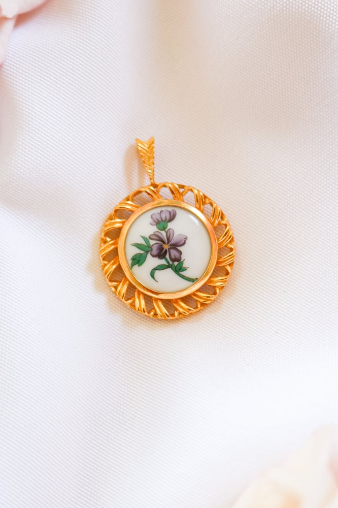 Image of Vintage Hutschenreuther Porcelain Pendant From Germany