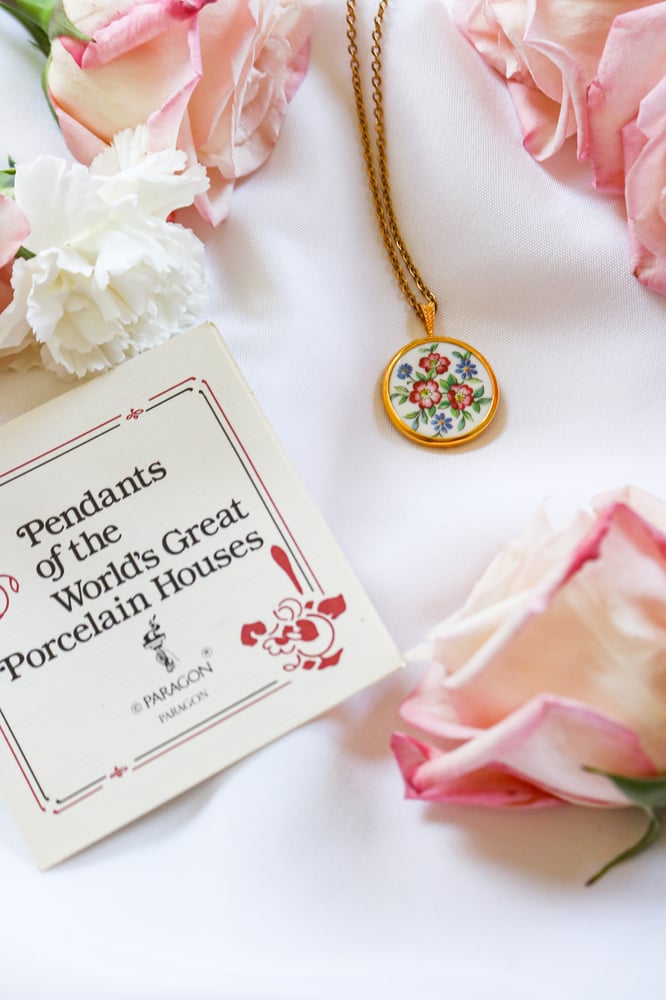 Image of Vintage Paragon Porcelain Pendant from England with Certificate of Authenticity 