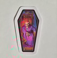 Image 1 of Death Scream Bloody Gore Casket Shaped Matte Vinyl Sticker
