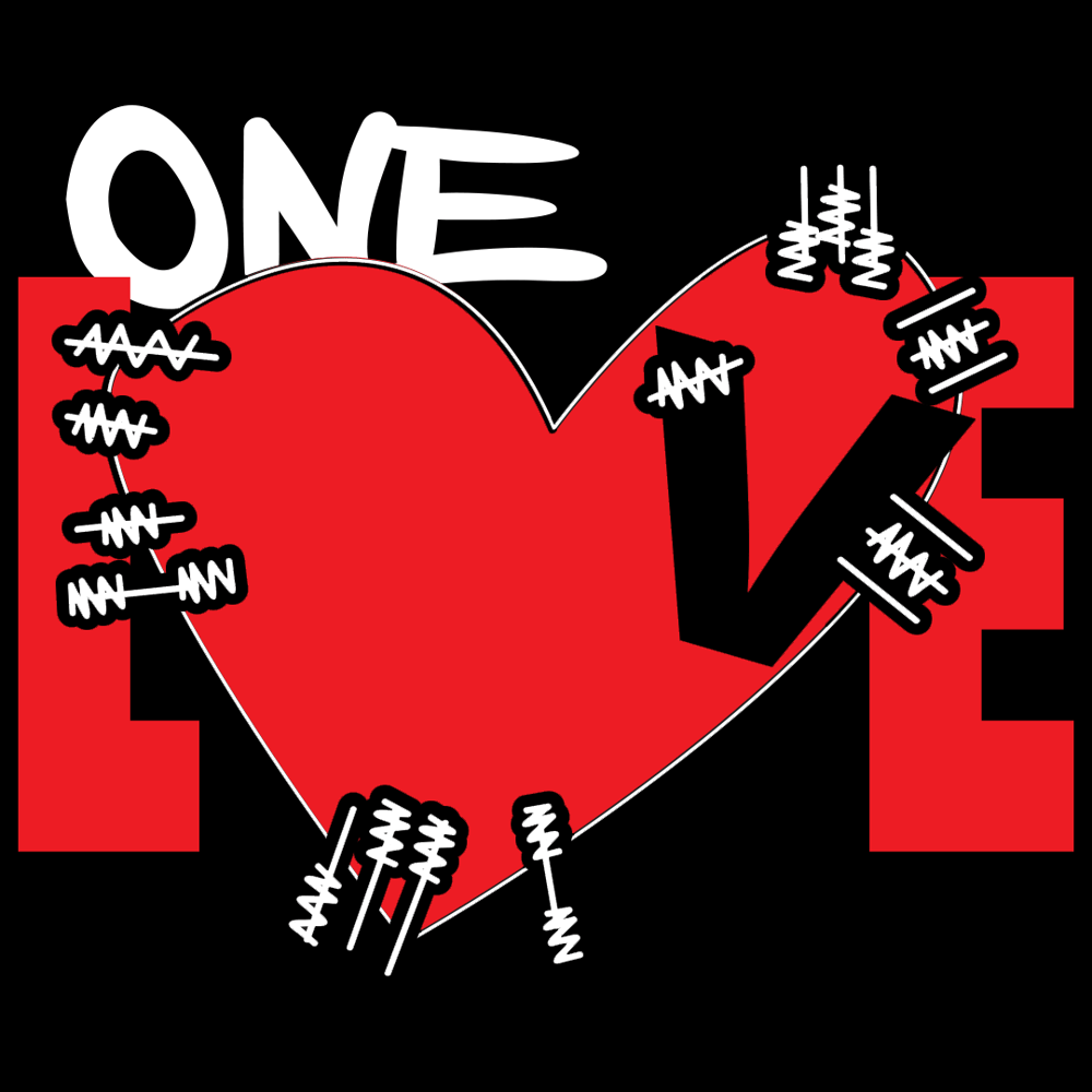 Image of ONE LOVE BIG LOGO TEE ( WHITE & RED )