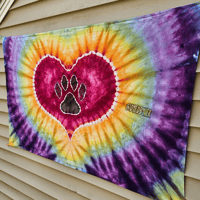 Image 4 of Pawprint Tie Dye Ice Dyed (36x54) Wall Decor Tapestry