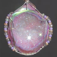 Image 3 of Aura Quartz Drusy Geode Pendant with Miniature Labradorite Beads