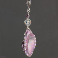 Image 4 of Aura Quartz Drusy Geode Pendant with Miniature Labradorite Beads