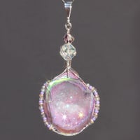 Image 2 of Aura Quartz Drusy Geode Pendant with Miniature Labradorite Beads