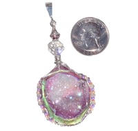 Image 5 of Aura Quartz Drusy Geode Pendant with Miniature Labradorite Beads