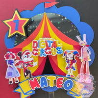 Image 1 of Circus Inspired Custom Cake Topper with LED light (see video) and Cupcake Toppers