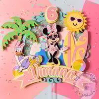 Image 1 of Minnie Ready for Summer Inspired Custom Cake Topper
