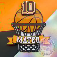 Image 1 of Basketball Custom Cake Topper w/ Cupcakes options for 12ct or 24ct