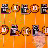 Image 1 of Custom Basketball  Birthday Cupcake Toppers *PERSONALIZED* Options 12ct or 24ct