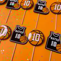 Image 2 of Custom Basketball  Birthday Cupcake Toppers *PERSONALIZED* Options 12ct or 24ct