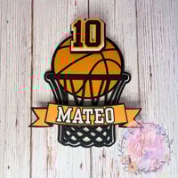 Image 3 of Basketball Custom Cake Topper w/ Cupcakes options for 12ct or 24ct