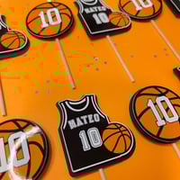 Image 3 of Custom Basketball  Birthday Cupcake Toppers *PERSONALIZED* Options 12ct or 24ct