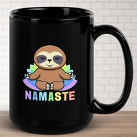 Colorful Sloth Yoga Namaste Black Glossy Mug
