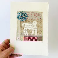 Image 3 of Artwork Wall art - ORIGINAL antique textile collage - folk art horse