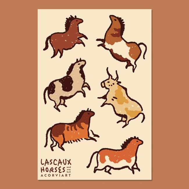 Lascaux Horses (and One Bull) Sticker Sheet