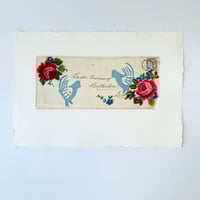 Image 2 of Artwork Wall art - ORIGINAL antique textile collage - folk art hens
