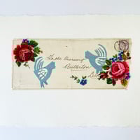 Image 1 of Artwork Wall art - ORIGINAL antique textile collage - folk art hens